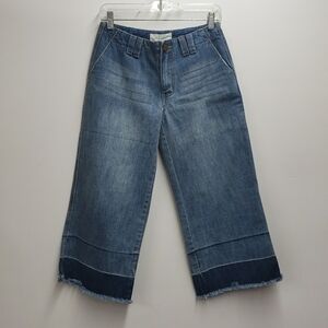 Dance & Marvel Wide Leg Cropped Raw Hem Jeans Women's Size Small